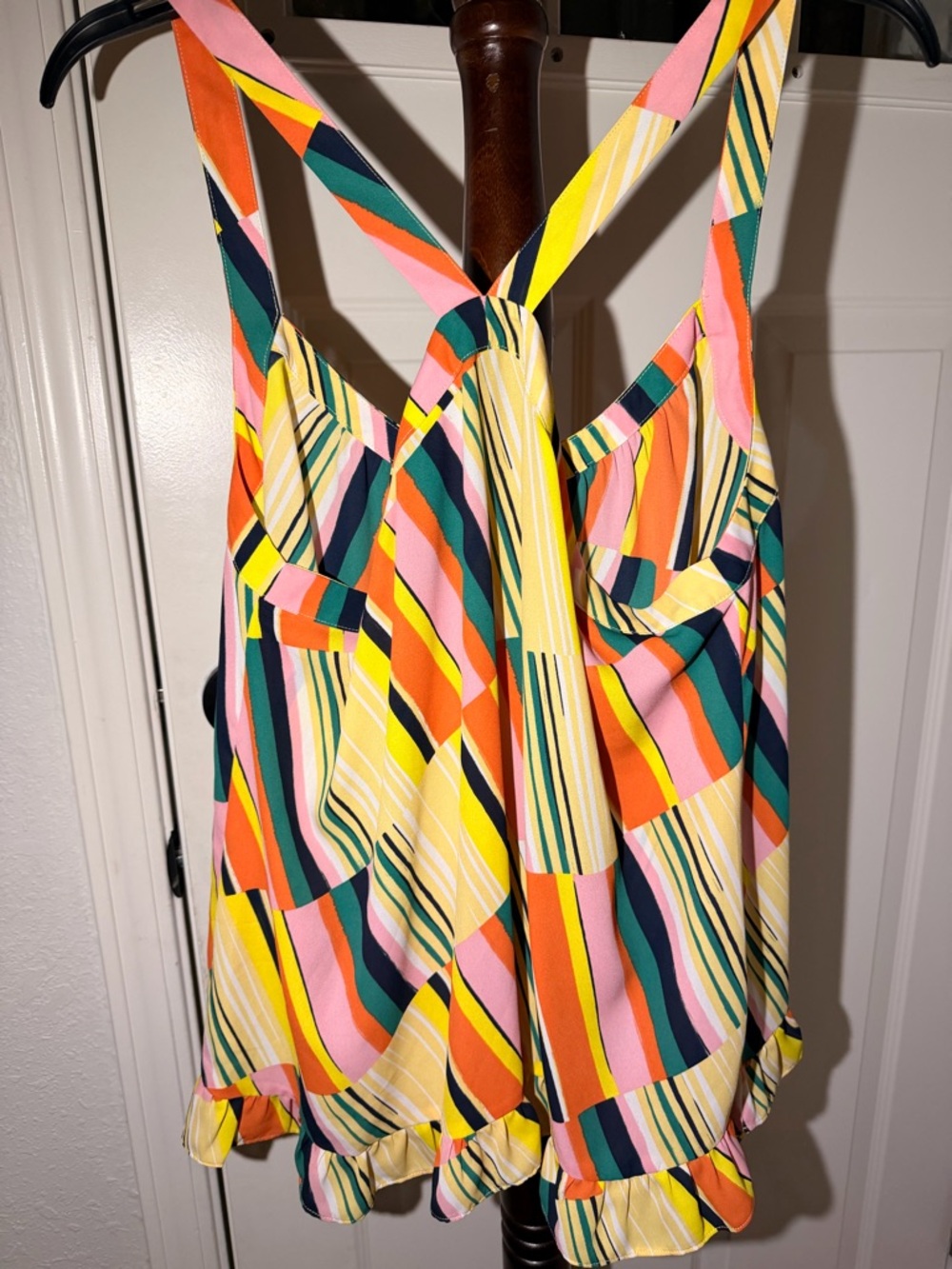 CAbi Multi-Color Striped Ruffle-Trim Tank - Picture 4 of 4